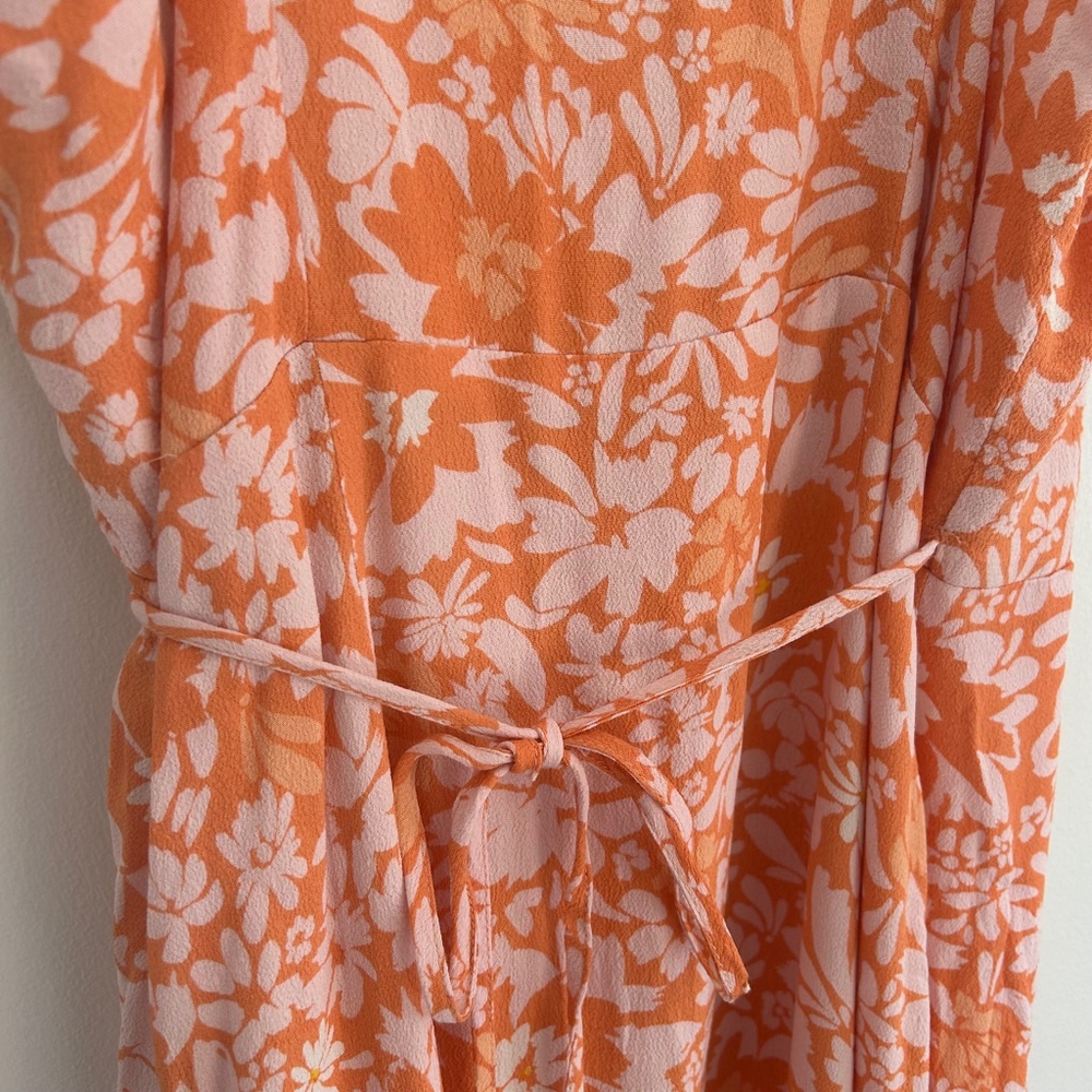 MINKPINK Aurora Marli Midi Dress Size Medium Floral Wrap A-Line - Picture 13 of 16
